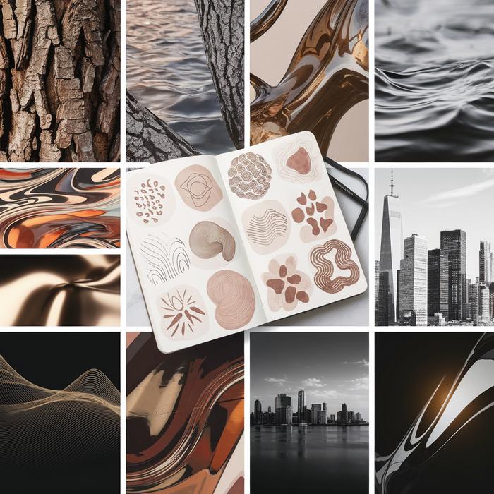 Collage of nature-inspired elements for abstract art creation