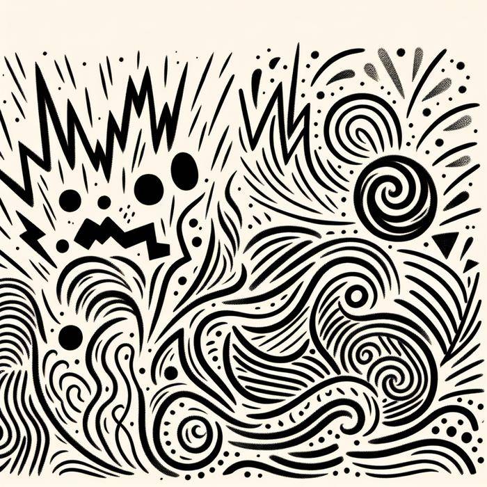 Abstract doodles representing various emotions