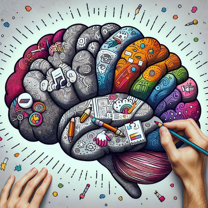 Illustration of brain regions activated by drawing