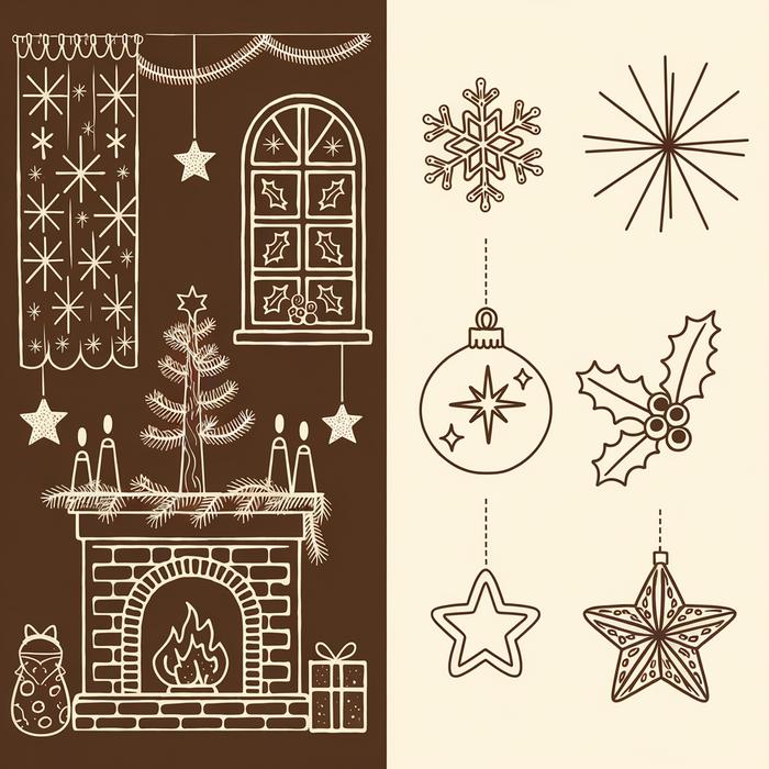 Collage of diverse Christmas doodle ideas and styles