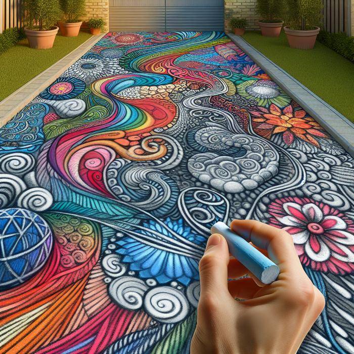 Colorful driveway Zen Doodle artwork