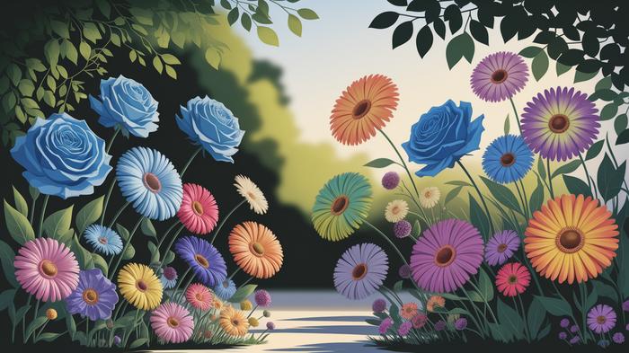 Imaginative colorful flower illustration