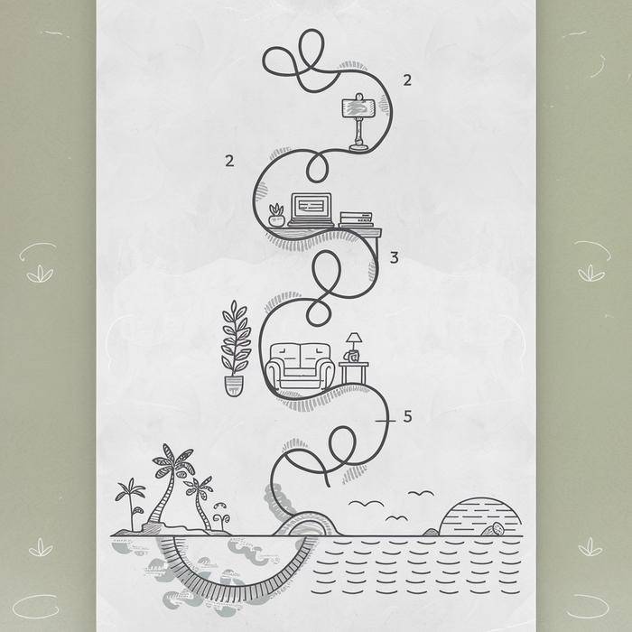 Doodle transforming into various life aspects illustration