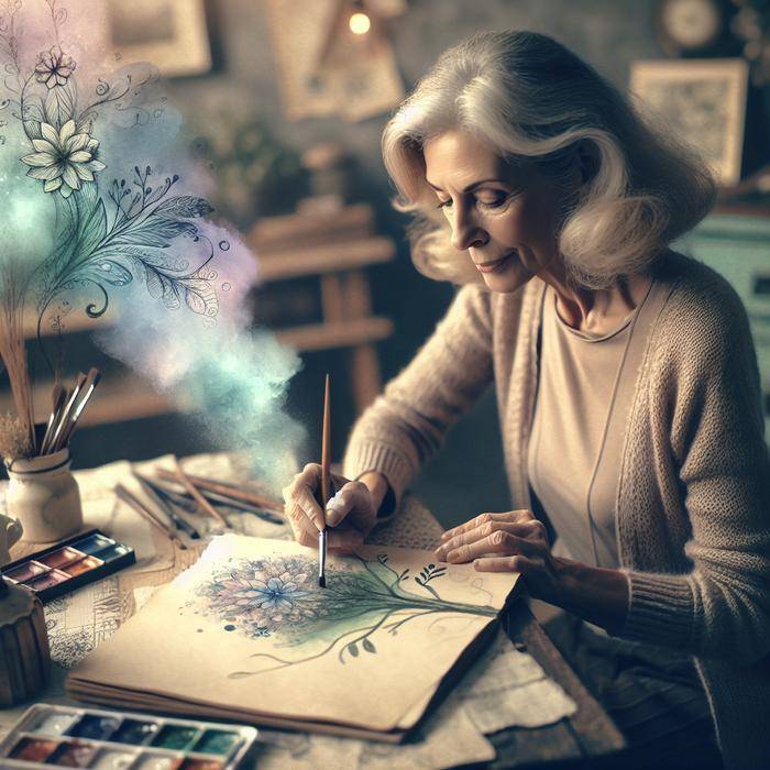 Before and after: Simple doodle transformed with watercolor