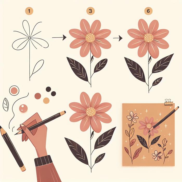 Step-by-step flower sketch tutorial for art beginners