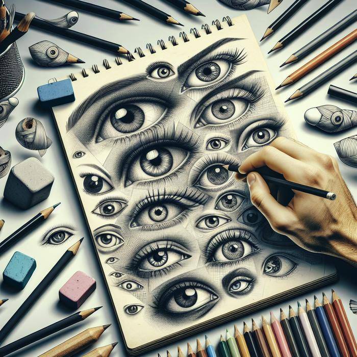 Artist ready to practice eye drawings