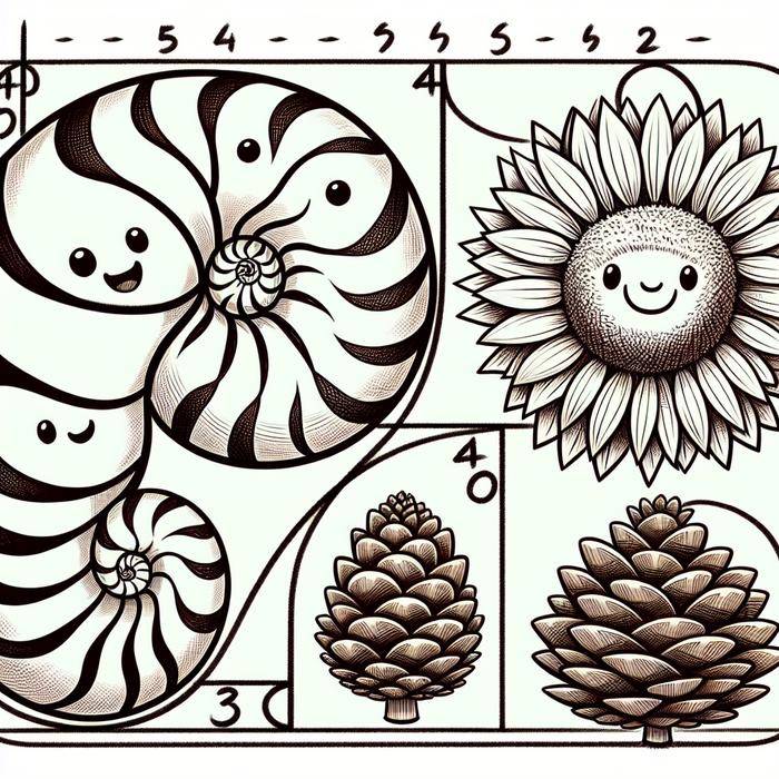 Fibonacci sequence illustrated in natural objects
