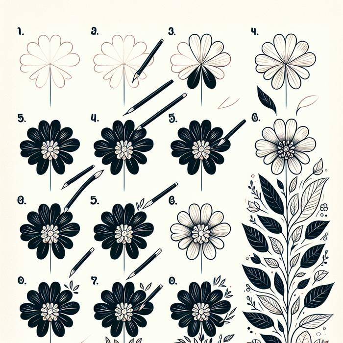 Tutorial for drawing simple elegant flowers