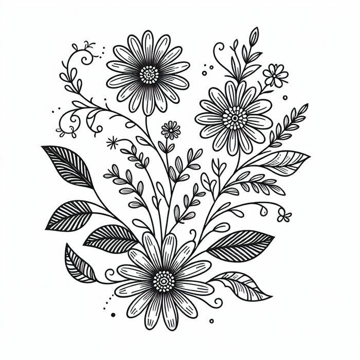 Page showcasing various floral doodle designs