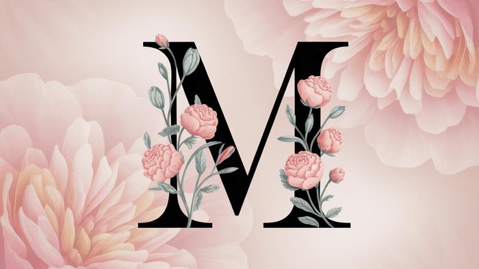 Personalized monogram card with floral letters