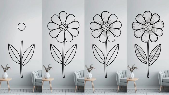 Step-by-step flower drawing guide