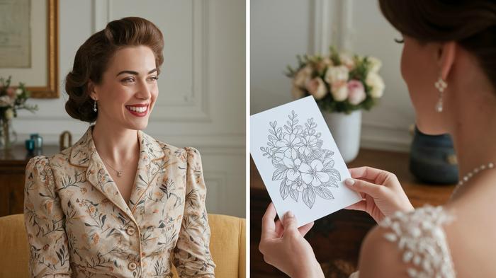 Person receiving a handmade floral greeting card