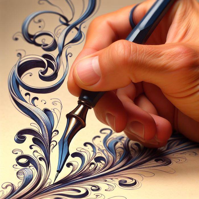 Hand creating decorative lettering