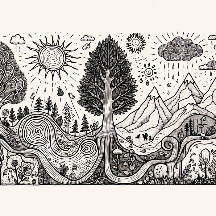 Five lessons from nature illustrated with natural elements