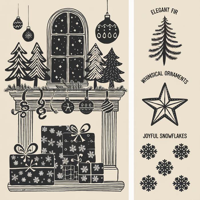 Array of personalized Christmas cards with various doodle styles