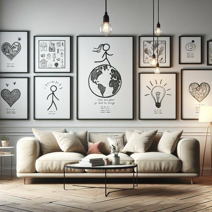 Life purpose sketches displayed as home decor