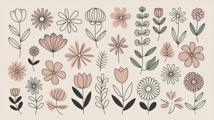 Collage of basic flower sketches
