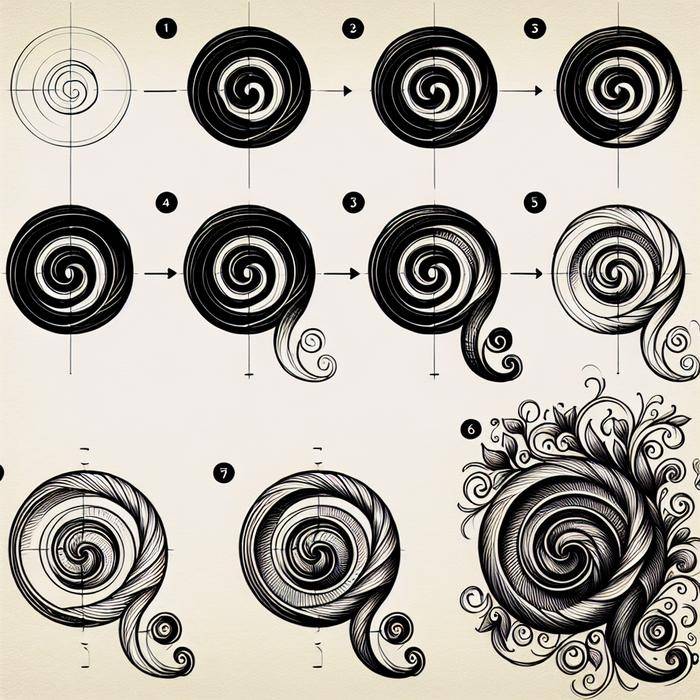 Step-by-step guide for drawing an intricate spiral