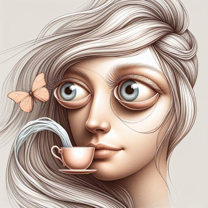 Dreamlike surrealist face with symbolic elements