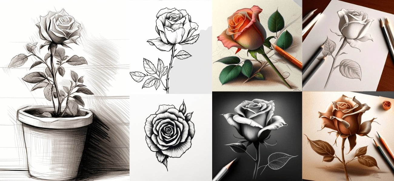 Collage of Rose Drawings