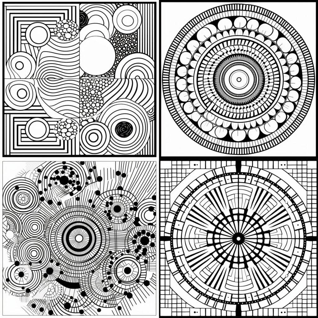 Black and white full page pattern coloring page for kids