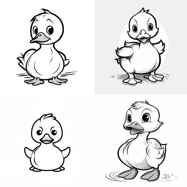 Coloring page of a cute duck
