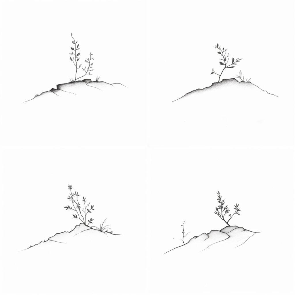 Minimalist one-line drawing of a small part of nature