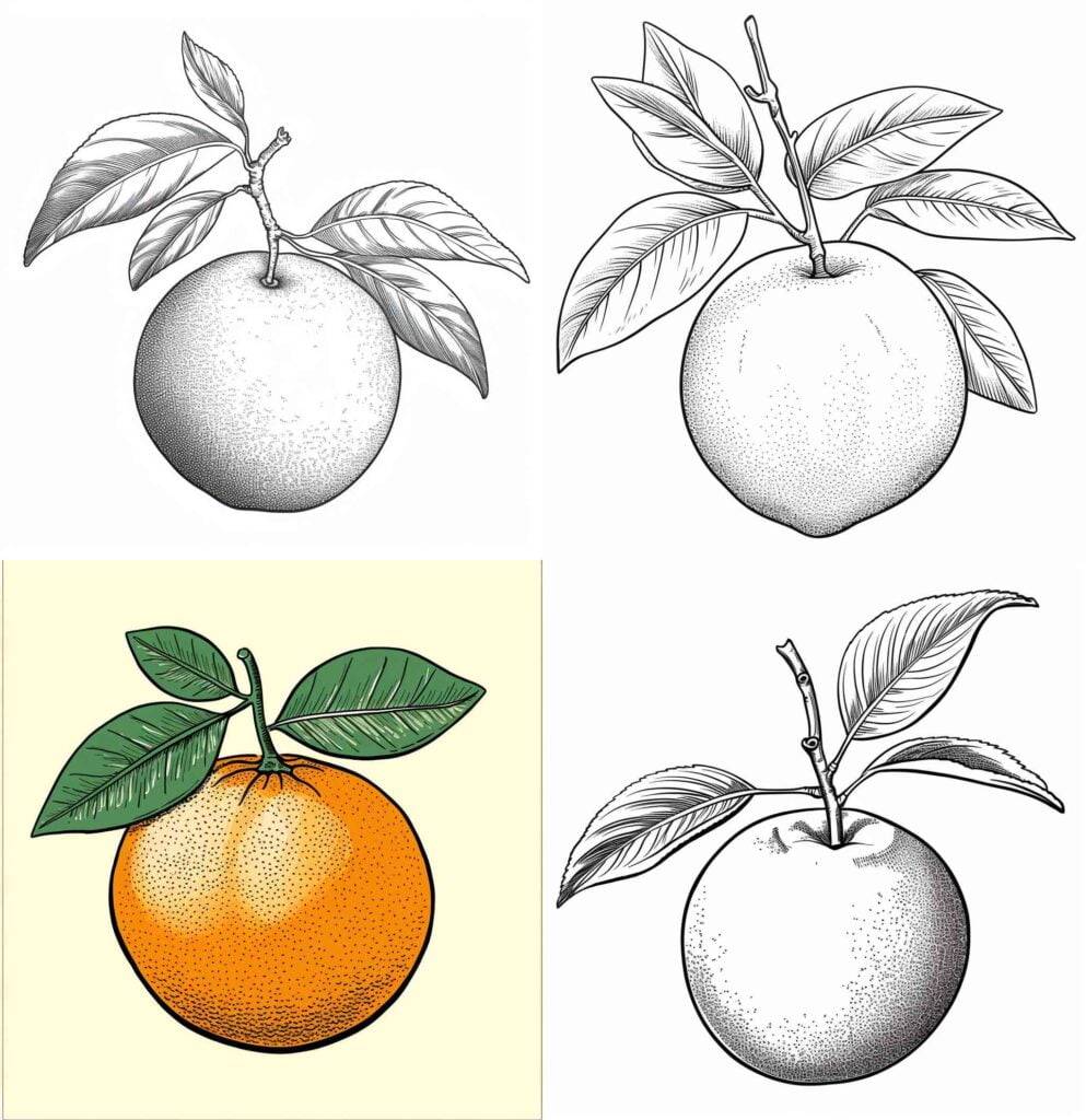 orange coloring page sketches