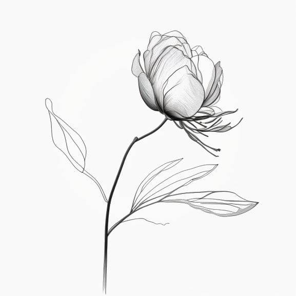 peony flower drawing