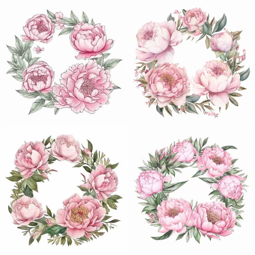 Pink flowers arranged in a circular display