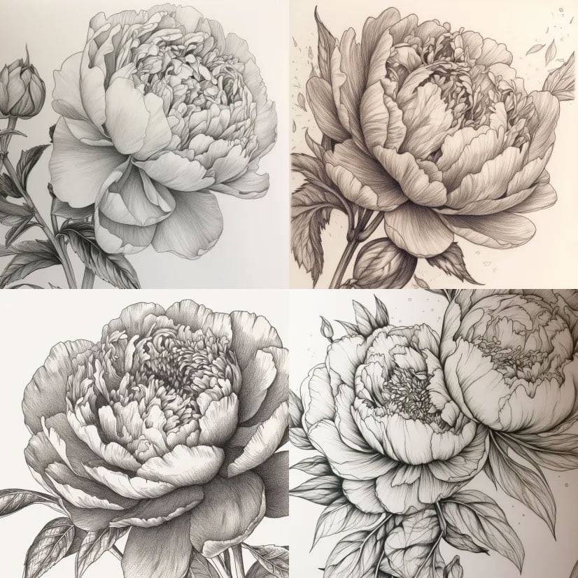 Beautiful black and white flower drawings 