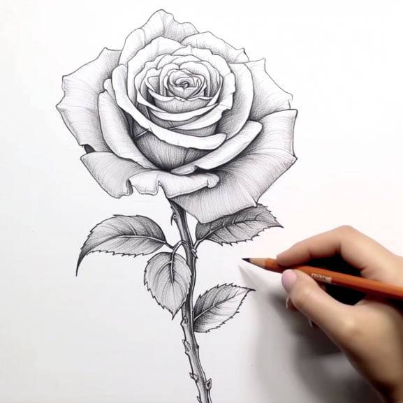 How to Draw a Simple, Quick Rose - Really Cute Drawing Tutorial