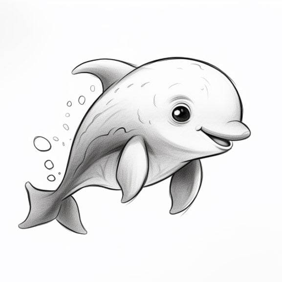 cute dolphin drawing