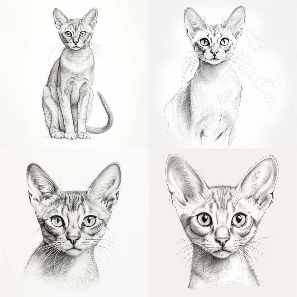 Fun and Cute Abyssinian Cat Sketch 