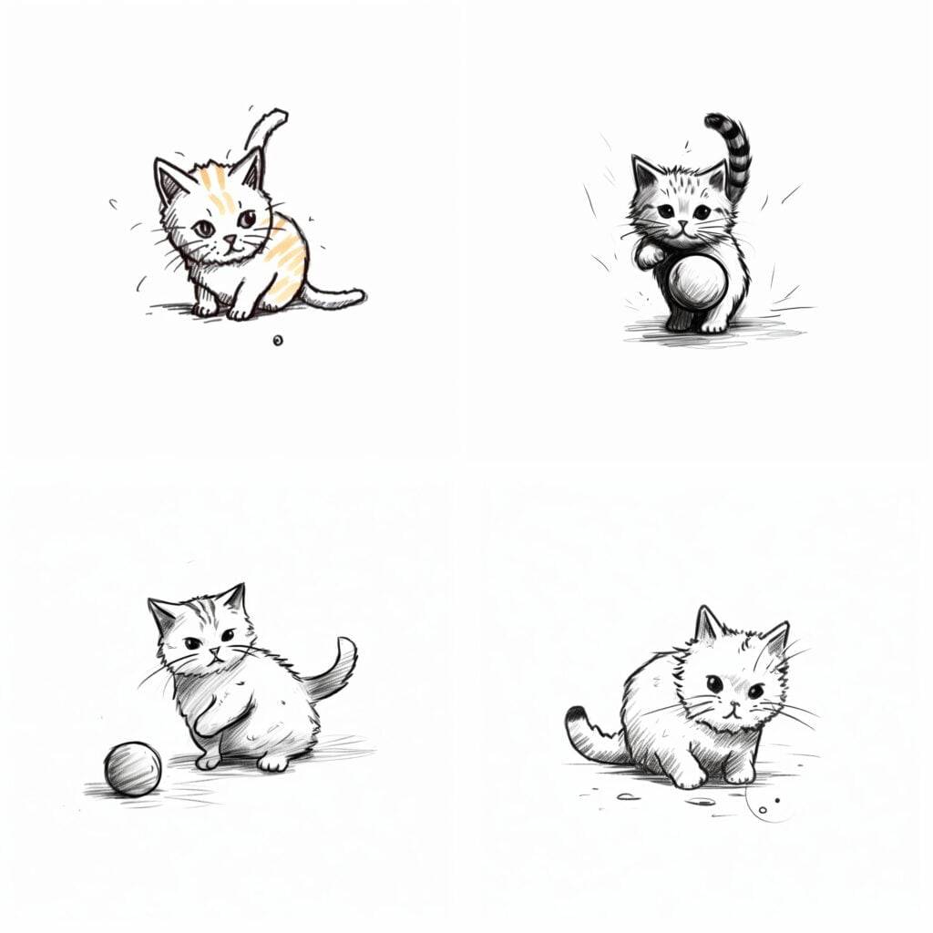 Step-by-step guide on drawing a feline with joy and celebration