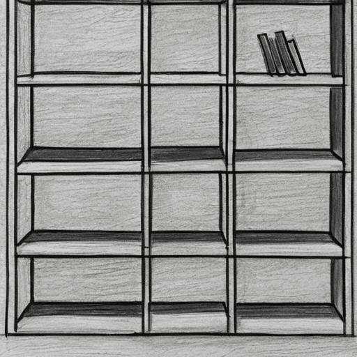 Minimalist Bookshelf Pencil Sketch, easy drawing ideas 
