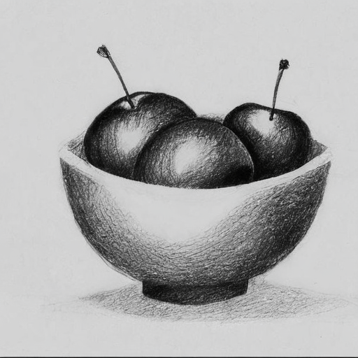 Minimalist Fruit Bowl Pencil Sketch - Easy and Beginner-Friendly
