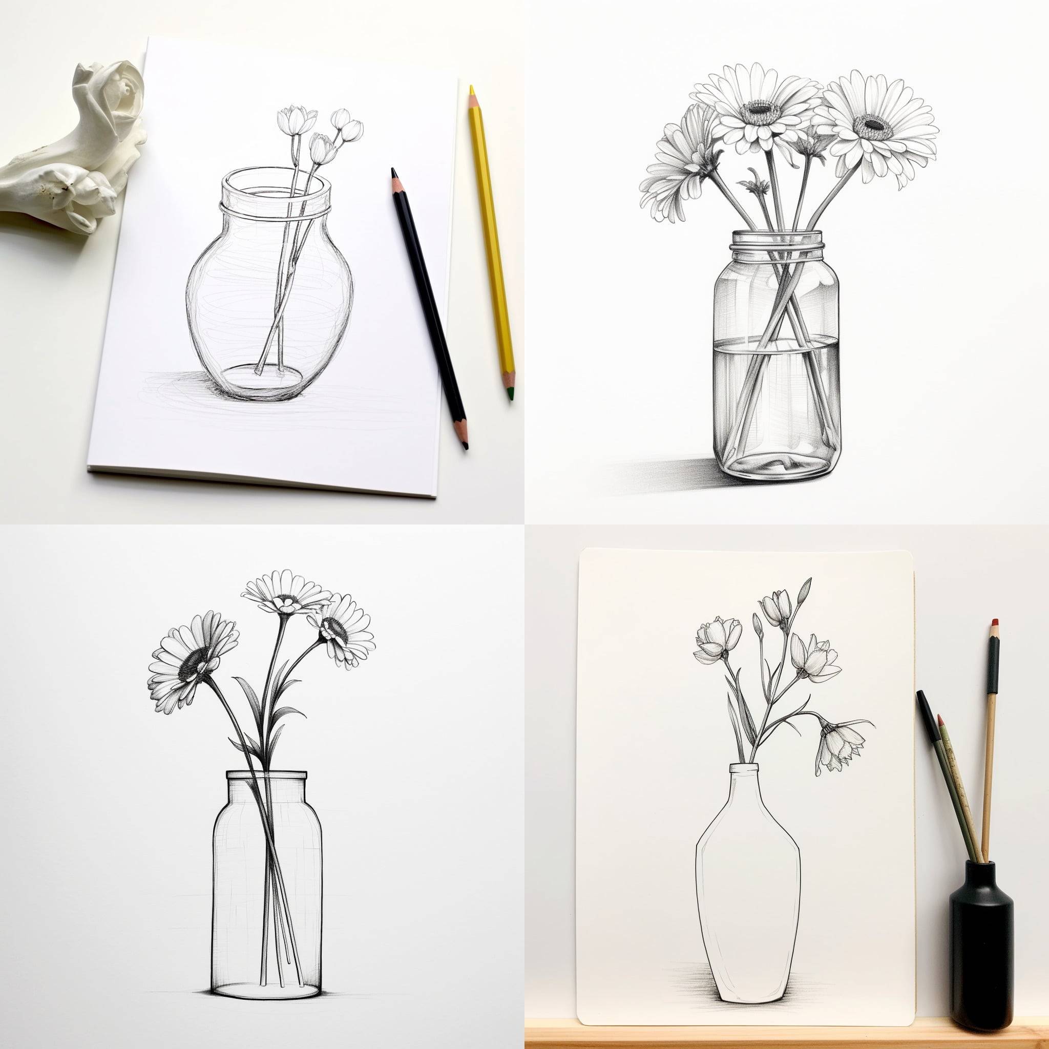 Simple Flower Vase Sketch: Beginner-Friendly Drawing Idea