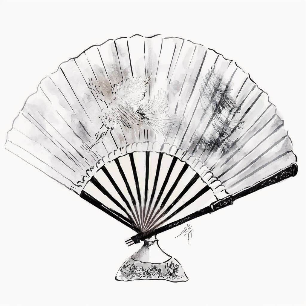 A silk fan, painted with cranes, left on a theater seat