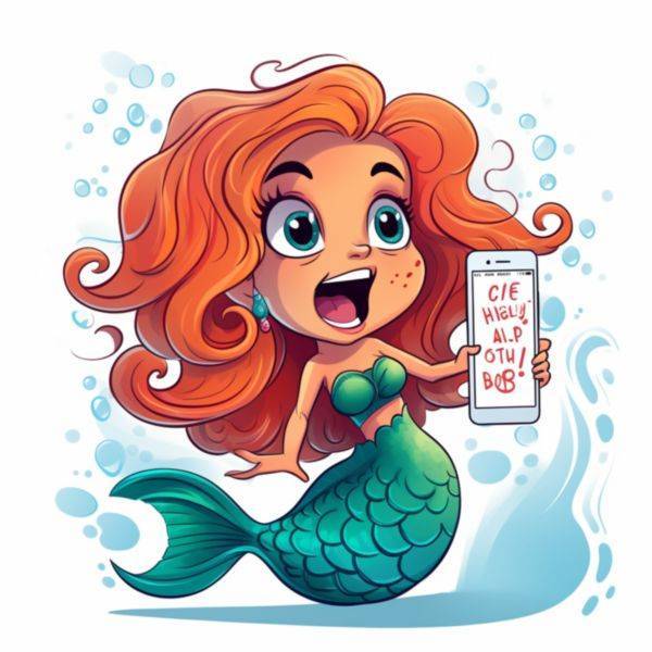 N63 Mischievous Mermaid with a Mobile Phone