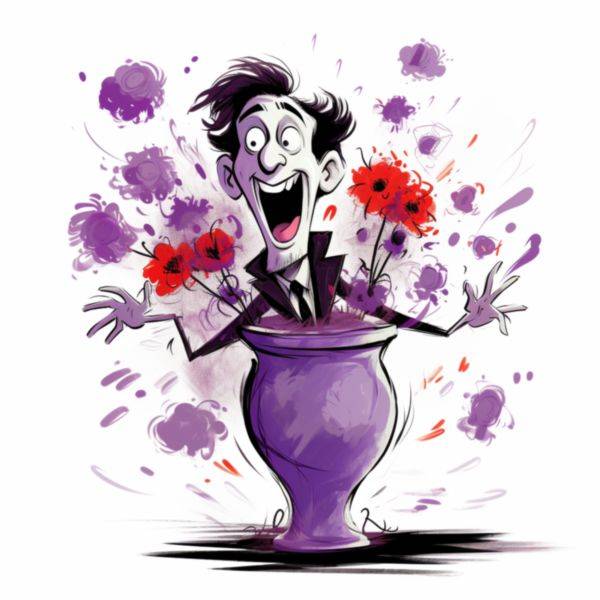 N72 Vibrant Vampire with a Vase of Violets