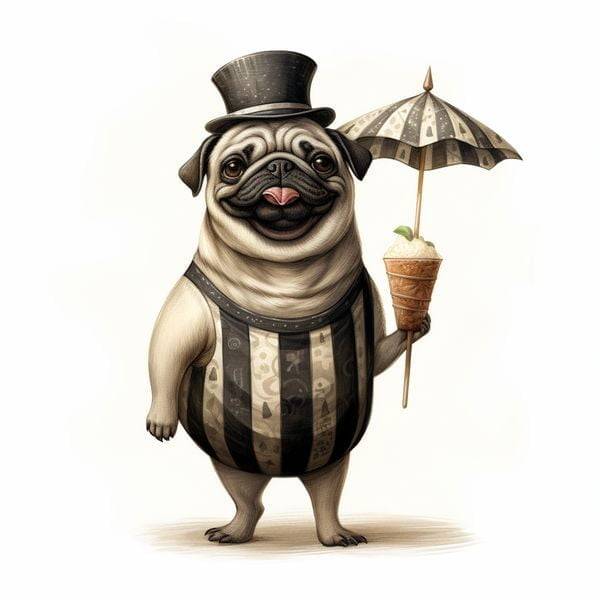 n62 Plump Pug with a Pint-sized Parasol