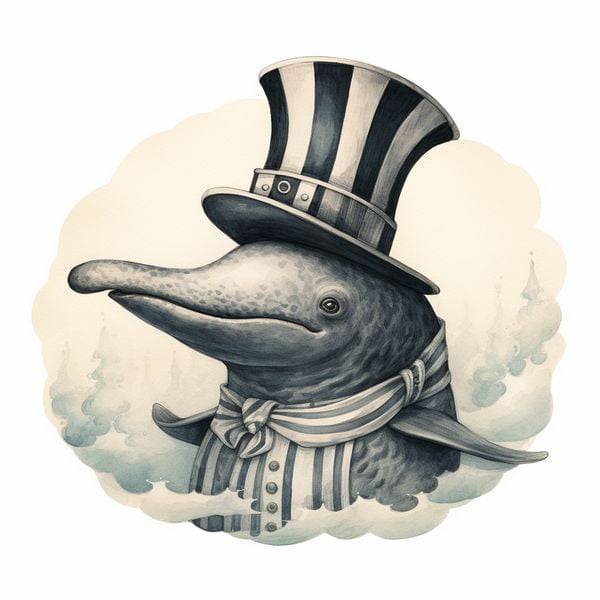 n63 Whimsical Whale with a Water-spouting Top Hat