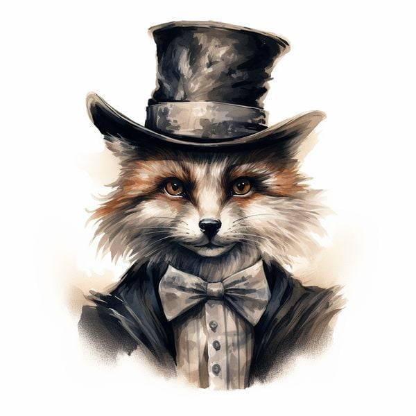 n70 Fluffy Fox with a Fantastical Feathered Fedora