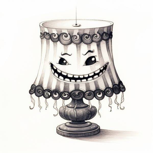n72 Laughing Lamp with a Lacy Lampshade