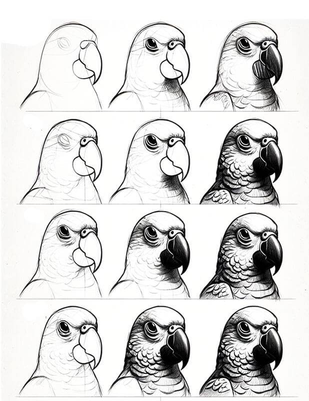Parrot Drawing For Kids & Beginners Step by Step 19 #drawing | TikTok