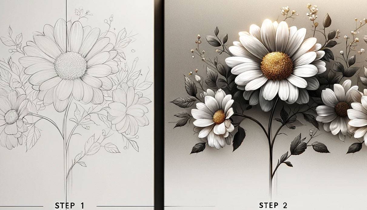 How To Draw A Bouquet Of Flowers How To Draw A Flower - Bouquet Of Flowers  Drawing, HD Png Download - 680x678(#2523711) - PngFind