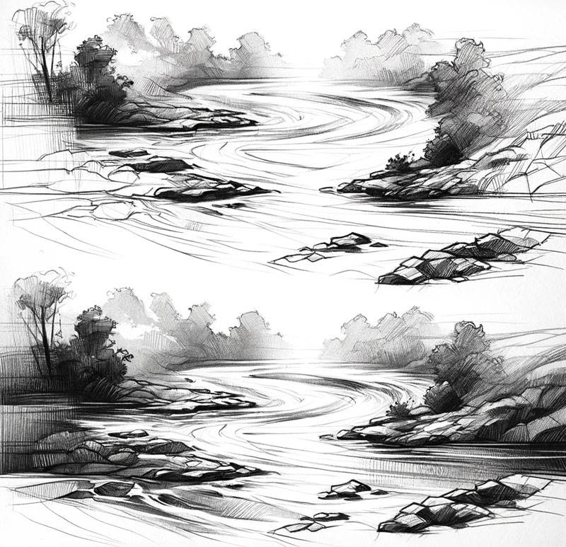 Winter Morning Scenery Drawing | Shitkaler Drissho Art | Scenery Drawing  With pencil from drissho Watch Video - HiFiMov.co