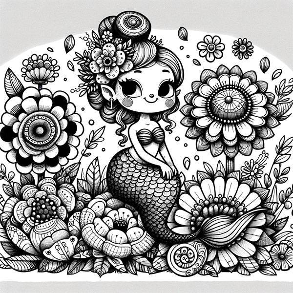 Woman surrounded by flowers, Coloring book Woman Adult Drawing, Butterfly  flower headdress woman, child, people, fashion png | PNGWing
