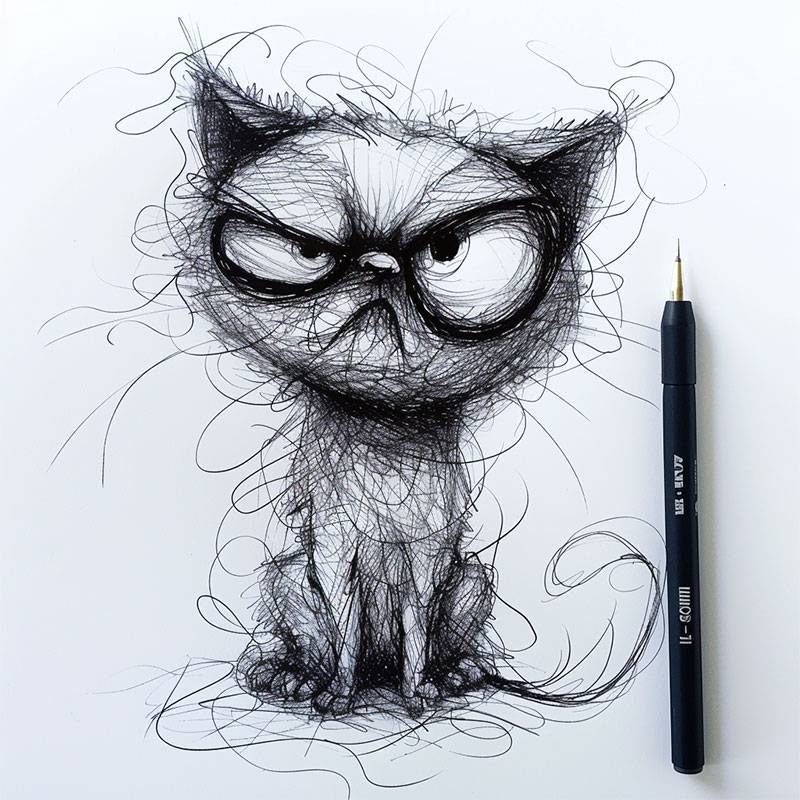hilarious cat drawing